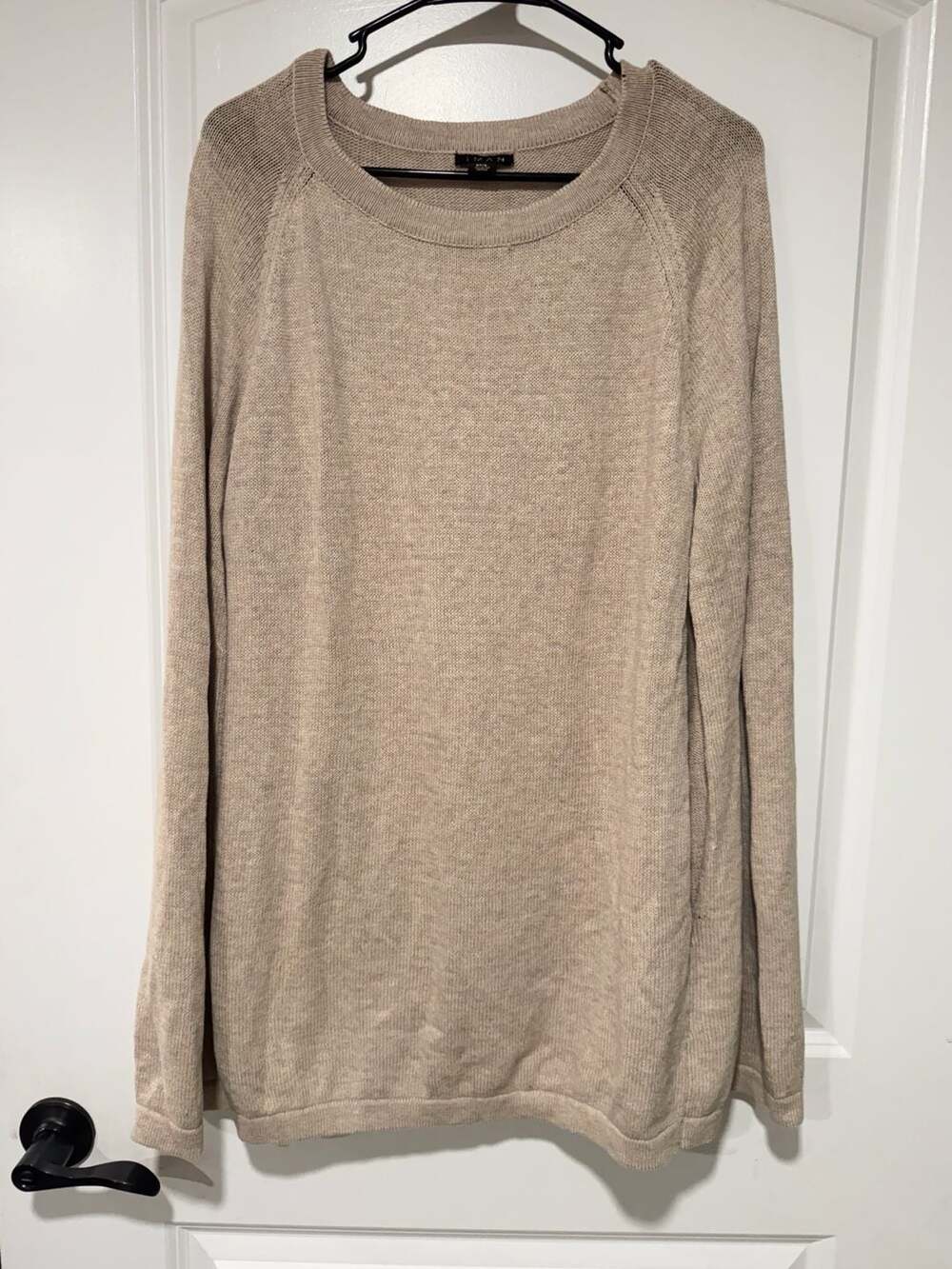 Quiet Luxury Cashmere Blend Cape Sweater Batwing Knit Pullover Beige M/L